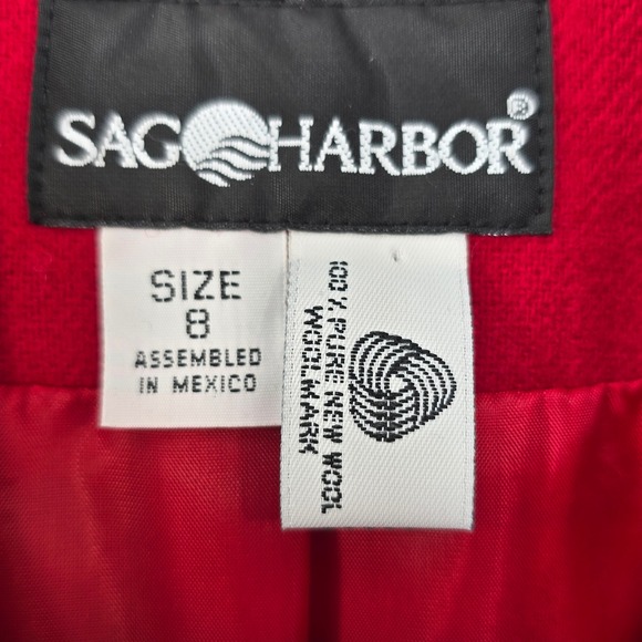 Sag Harbor Wool Blazer Velvet Collar Red Career Jacket Woman Size 8 Career‎ Wear - Picture 2 of 10